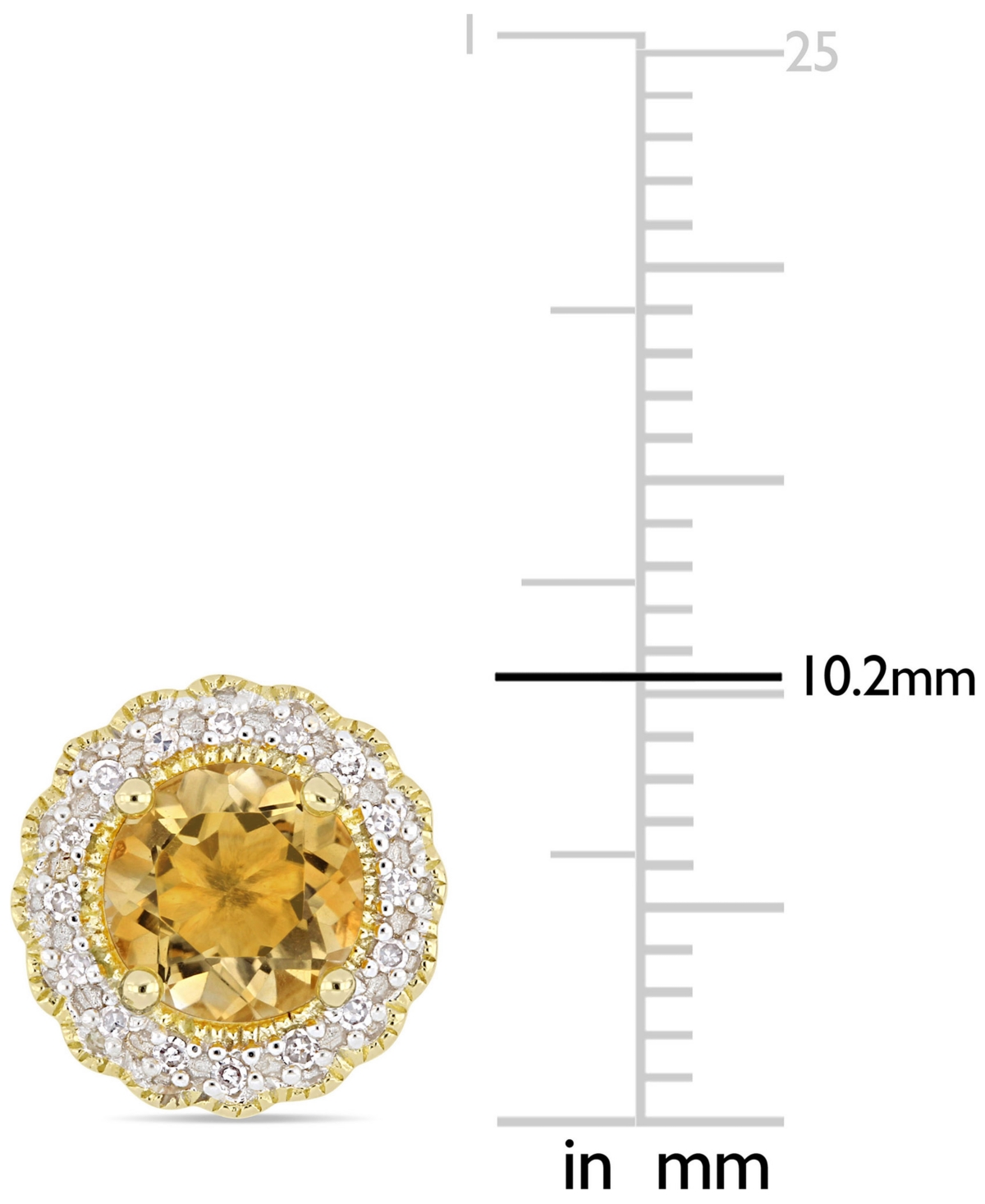 (1-1/2 ct. t.w.) & Diamond (1/10 ct. t.w.) Halo Stud Earrings in 18k Gold-Plated Sterling Silver - Citrine