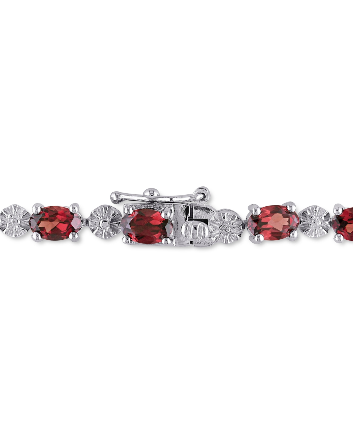 (9-7/8 ct. t.w.) & Diamond Accent Link Bracelet in Sterling Silver (Also in Peridot) - Garnet