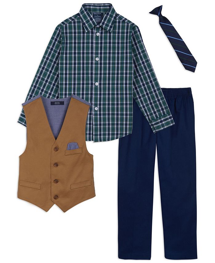 Nautica Little Boys Twill Vest 4 Piece Set Macy's