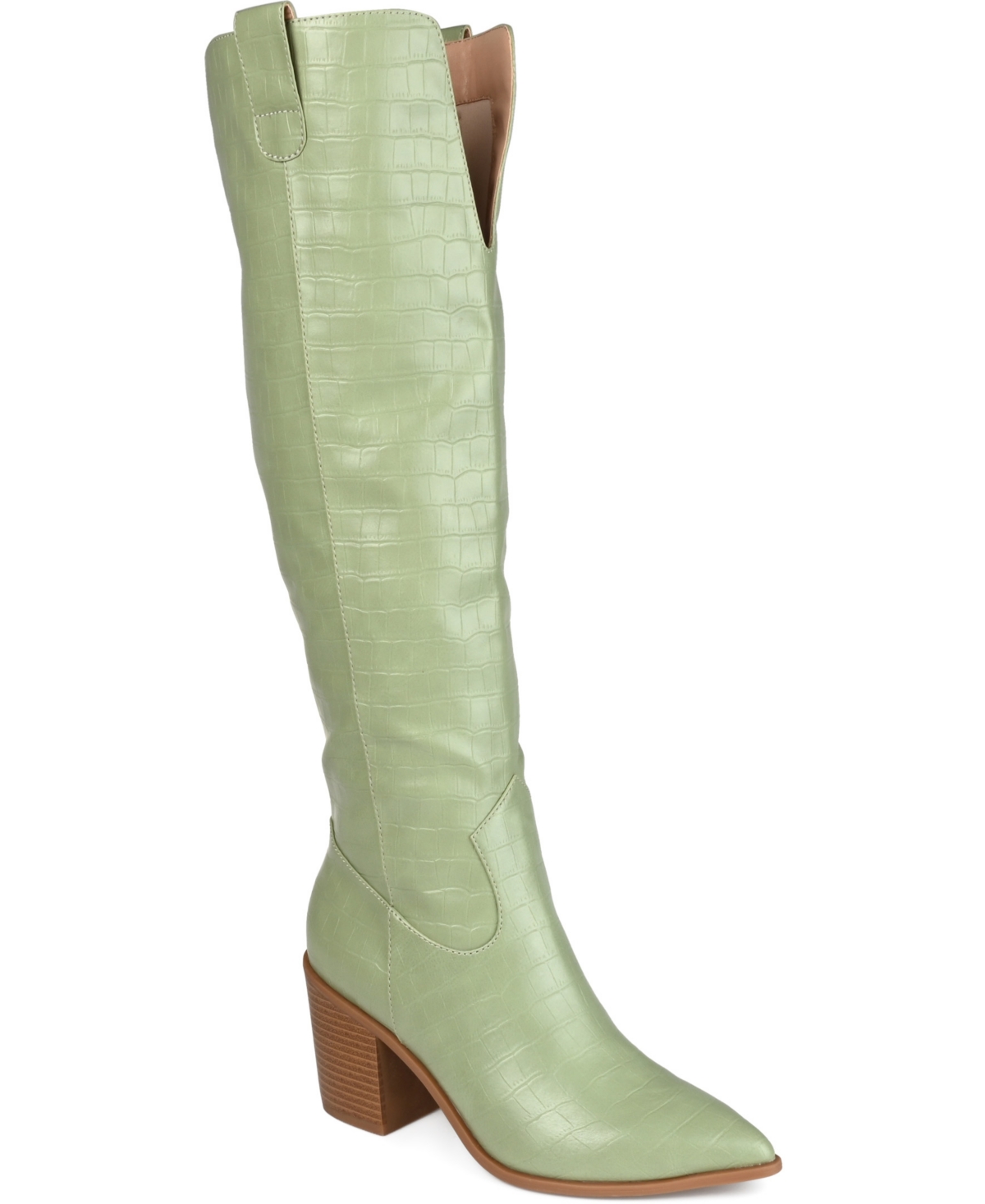 Women's Therese Extra Wide Calf Block Heel Knee High Dress Boots - Green