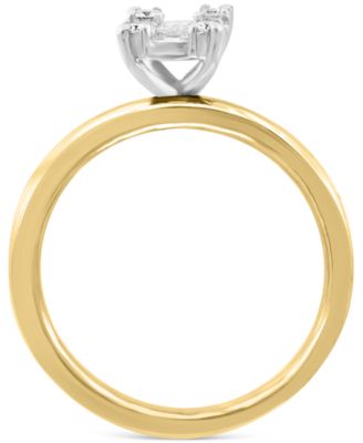 EFFY&reg; Diamond Baguette Cluster Bridal Set (3/8 ct. t.w.) in 14k White Gold and 14k Gold & White Gold