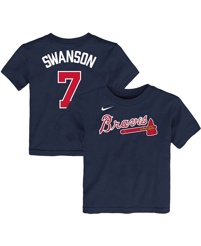 Men's Atlanta Braves Dansby Swanson Nike Navy Name & Number T-Shirt