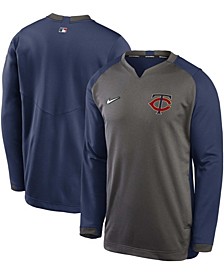 Men's Charcoal, Navy Minnesota Twins Authentic Collection Thermal Crew Performance Pullover Sweatshirt