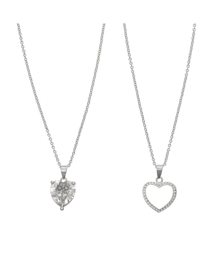 Macy's Crystal Heart Locket Necklace in Sterling Silver