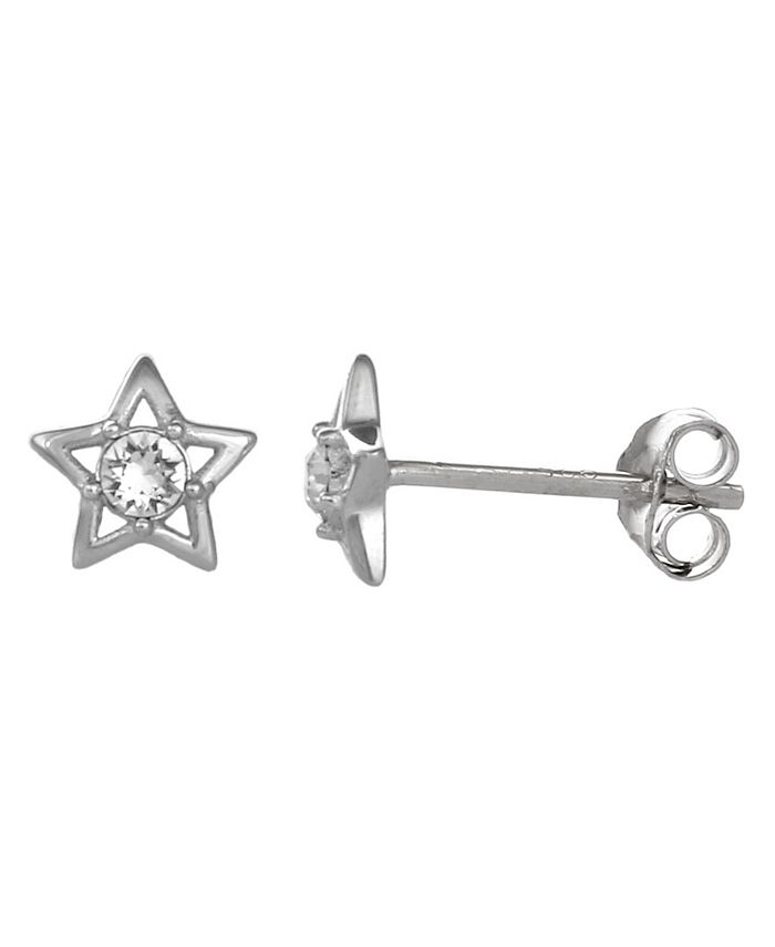 FAO Schwarz Women's Sterling Silver Star Stud Earrings with Crystal ...