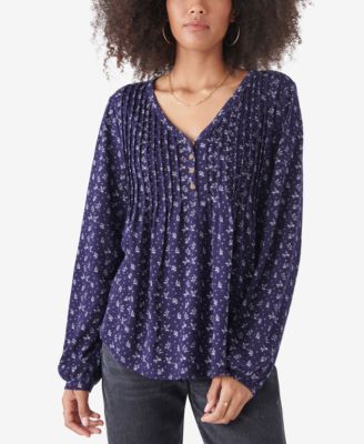 Lucky Brand Pleated V-Neck Top 