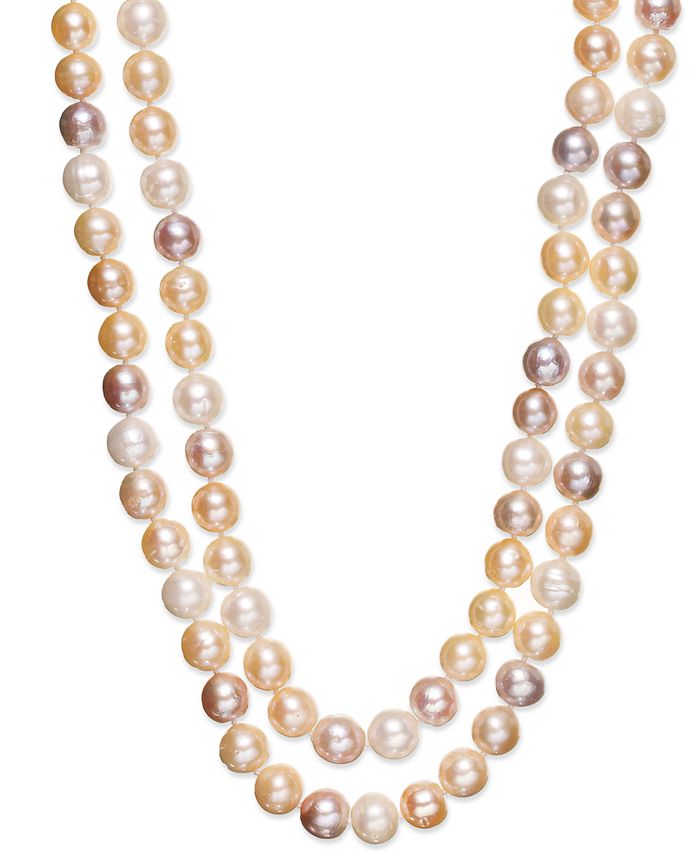 Belle de Mer - Multi Cultured Freshwater Pearl Two-Row Necklace in Sterling Silver (9-1/2mm)