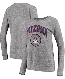 Women's Heathered Gray Arizona Wildcats Edith Vintage-Like Knobi Pullover Sweatshirt