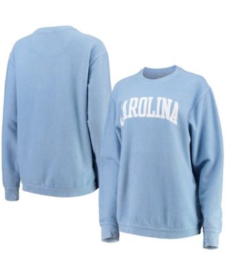 Women's Light Blue North Carolina Tar Heels Comfy Cord Vintage-Like Wash Basic Arch Pullover Sweatshirt