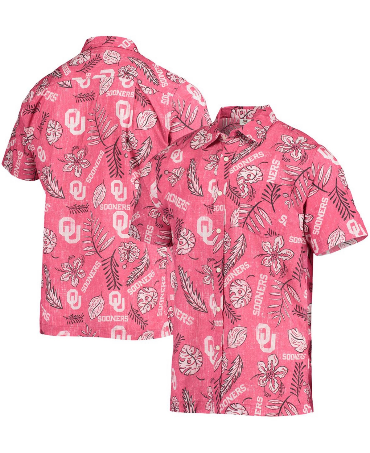 Men's Crimson Oklahoma Sooners Vintage-Like Floral Button-Up Shirt - Crimson