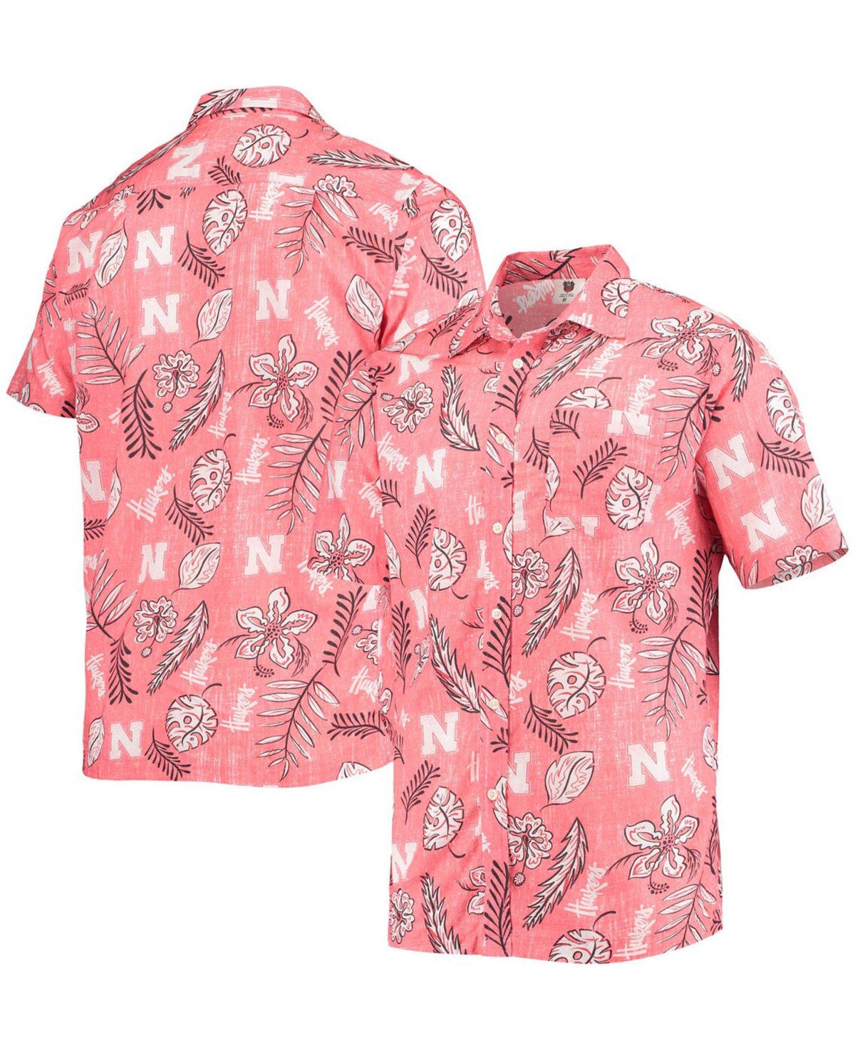 Men's Scarlet Nebraska Huskers Vintage-Like Floral Button-Up Shirt - Scarlet