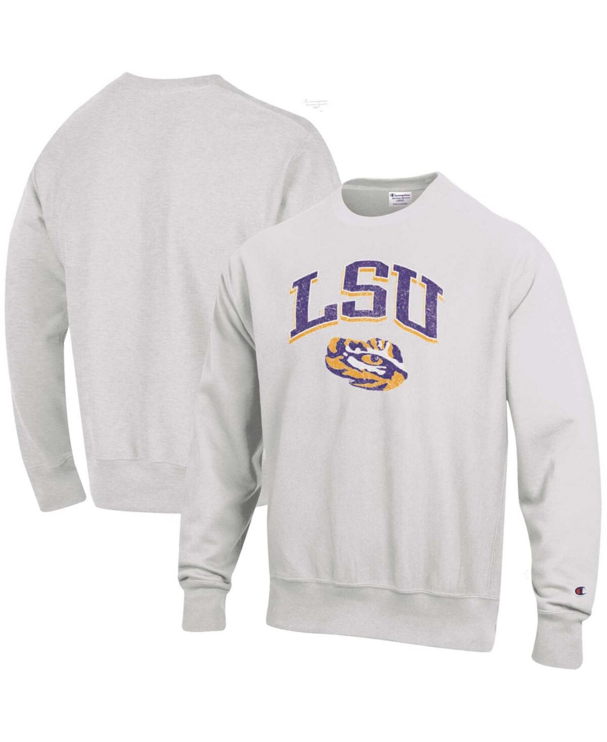 Men's Gray Lsu Tigers Arch Over Logo Reverse Weave Pullover Sweatshirt