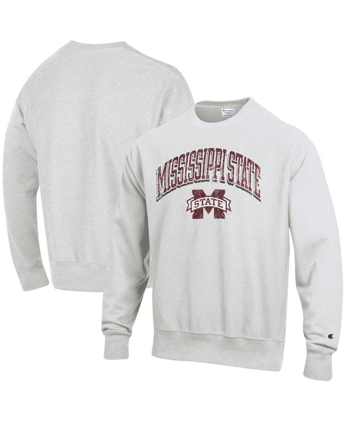 Shop Champion Men's Gray Mississippi State Bulldogs Arch Over Logo Reverse Weave Pullover Sweatshirt