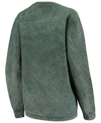 Women's Green Michigan State Spartans Comfy Cord Vintage-Like Wash Basic Arch Pullover Sweatshirt