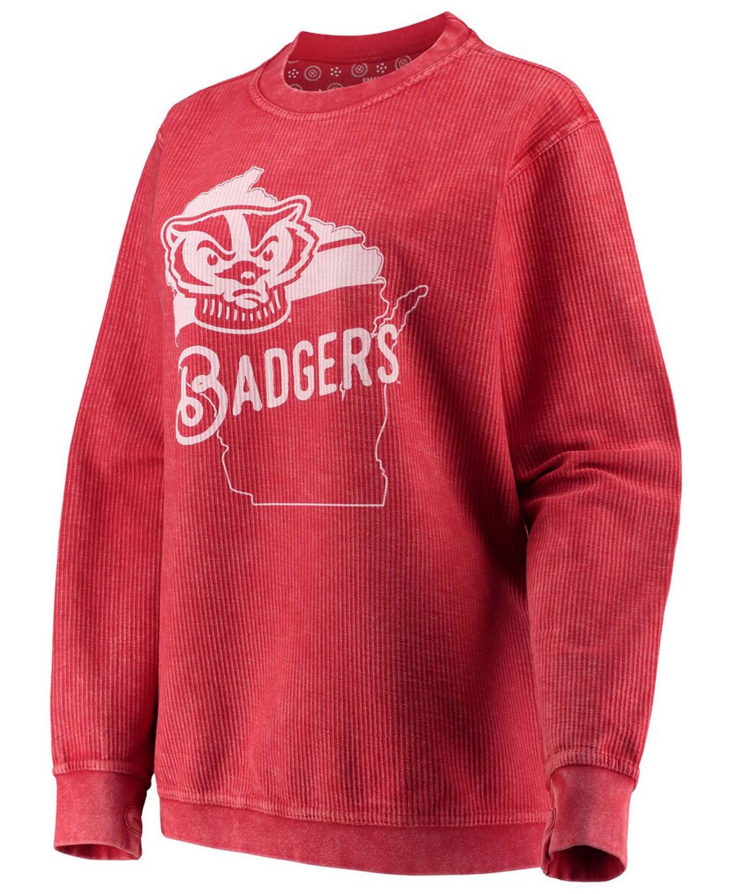 Женская толстовка Pressbox Red Wisconsin Badgers Comfy Cord Corduroy Crewneck — фото 2