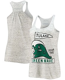 Women's Ash Tulane Green Wave Vintage-Like Fear The Green Wave Racerback Slub Tank Top