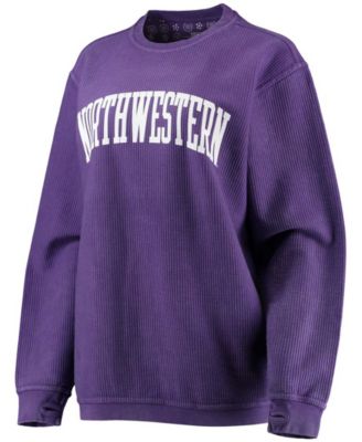 Women's Purple Northwestern Wildcats Comfy Cord Vintage-Like Wash Basic Arch Pullover Sweatshirt