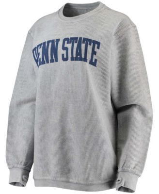 Women's Gray Penn State Nittany Lions Comfy Cord Vintage-Like Wash Basic Arch Pullover Sweatshirt