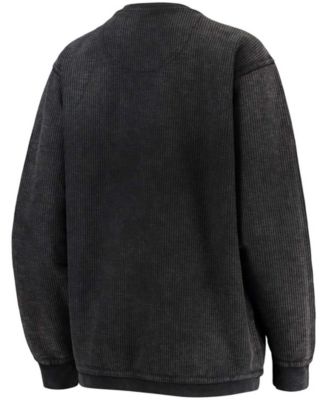 Women's Black Maryland Terrapins Comfy Cord Vintage-Like Wash Basic Arch Pullover Sweatshirt