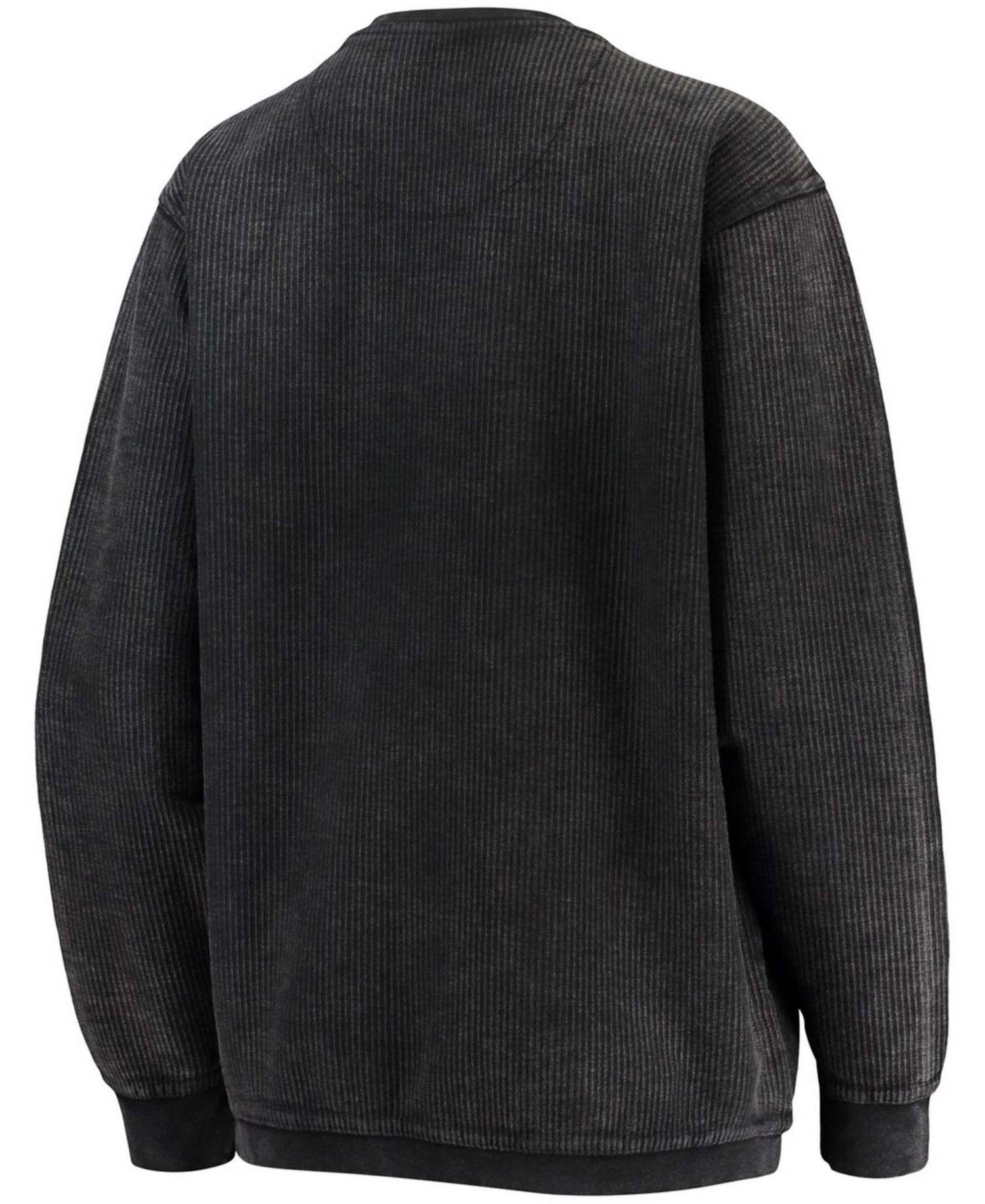 Women's Black Maryland Terrapins Comfy Cord Vintage-Like Wash Basic Arch Pullover Sweatshirt
