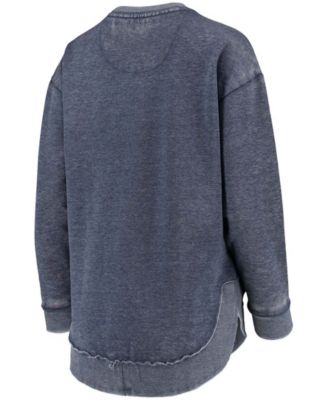 Women's Navy Michigan Wolverines Vintage-Like Wash Pullover Sweatshirt