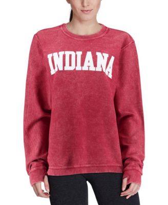 Women's Crimson Indiana Hoosiers Comfy Cord Vintage-Like Wash Basic Arch Pullover Sweatshirt