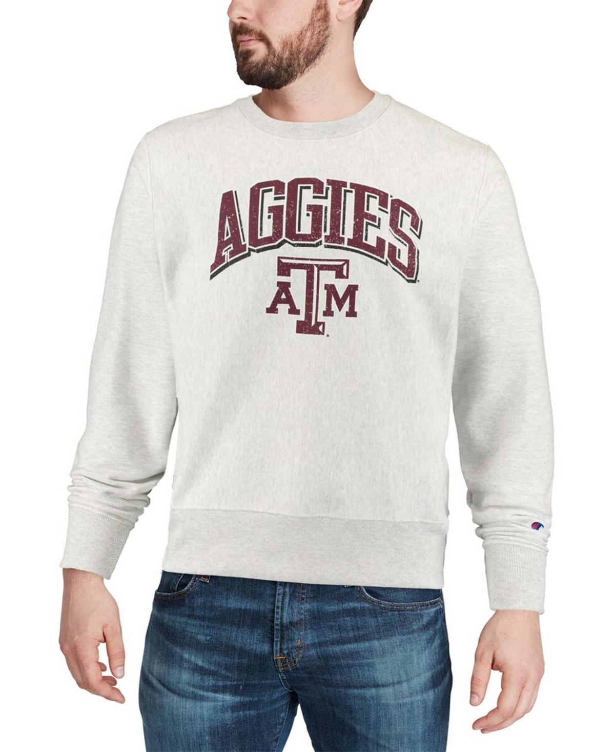 Shop Champion Men's Gray Texas A M Aggies Arch Over Logo Reverse Weave Pullover Sweatshirt