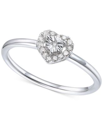 Promised Love - Diamond Heart Halo Ring (1/10 ct. t.w.) in 10k White Gold