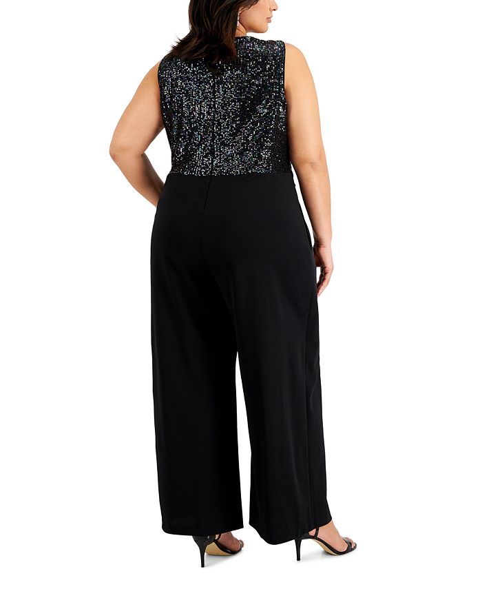 Connected Plus Size Sequinned-Bodice Jumpsuit - Macy's