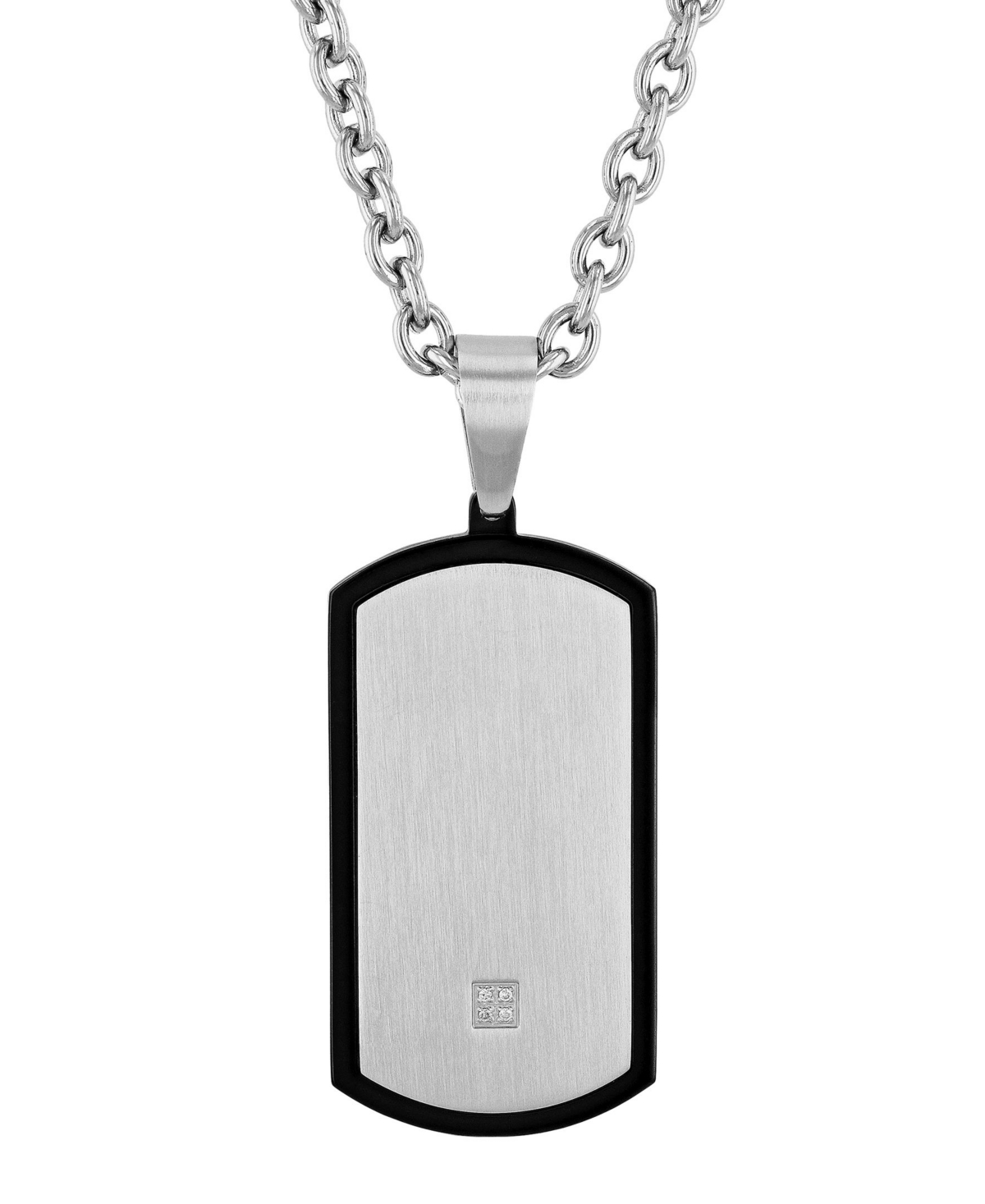 C & c Jewelry Men's Diamond Accent Dog Tag in Two-Tone Stainless Steel Pendant Necklace