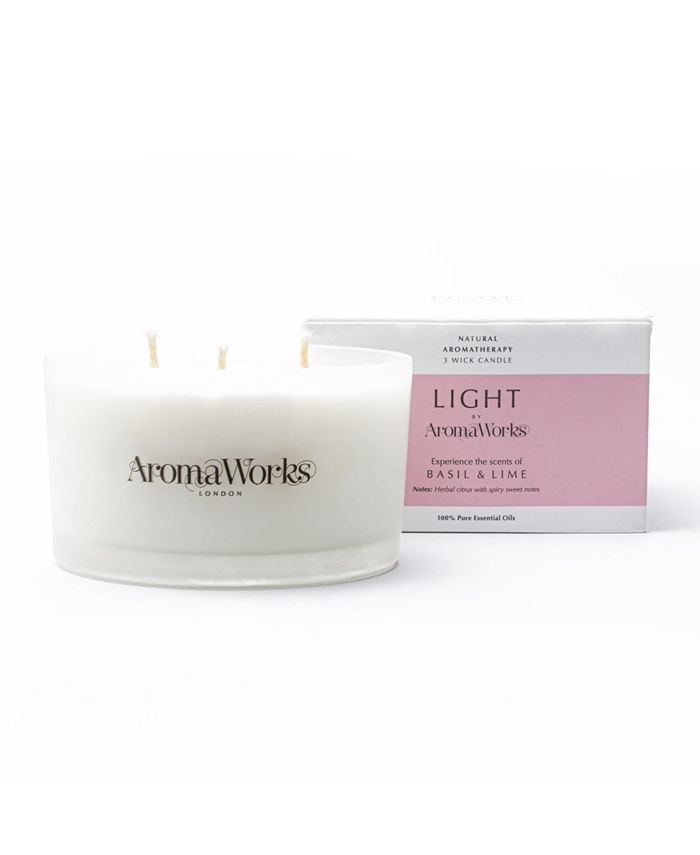AromaWorks Light Range Basil Lime 3 Wick Candle, 11.5 oz Macy's