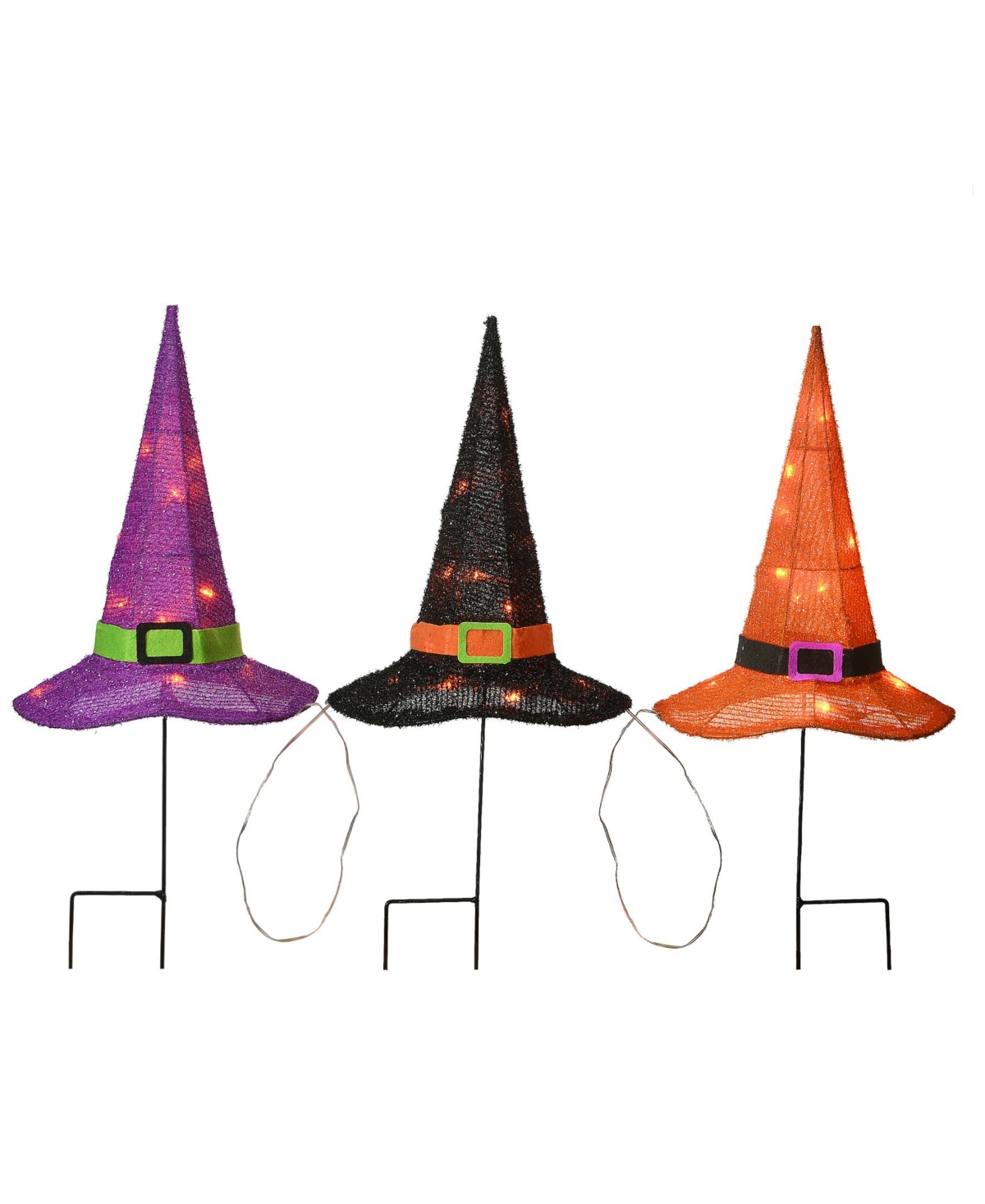 23" Pre-Lit Witch's Hat Garden Stakes - Orange