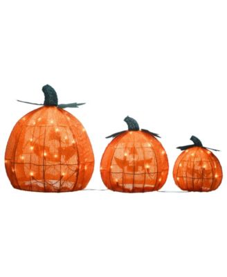 15" Pre-Lit Jack-O-Lantern Trio, Set of 3