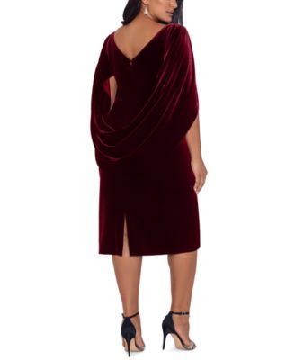 Betsy & Adam Plus Size Cape-Back Velvet Dress