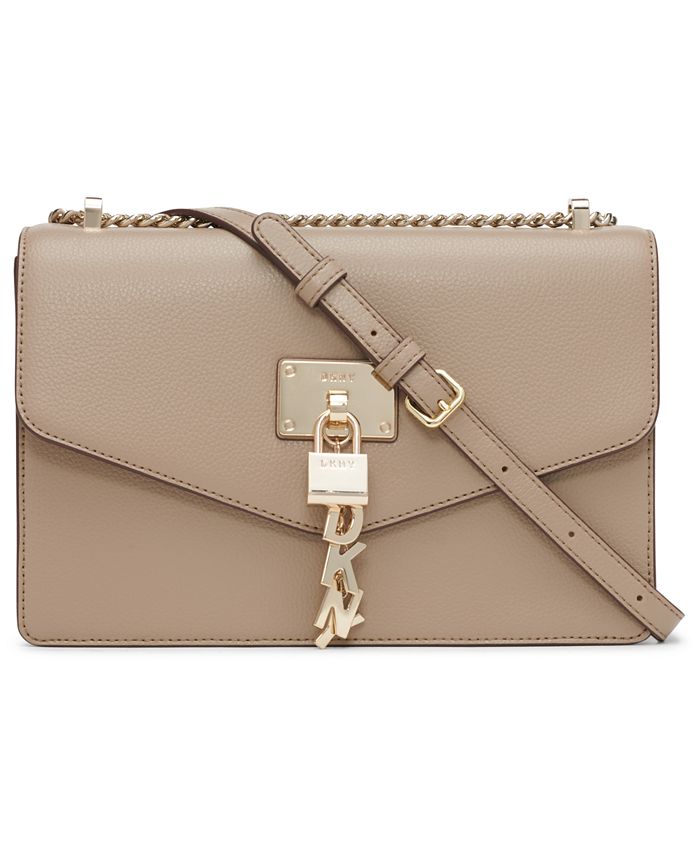 Bolso De Hombro DKNY Elissa - Tamaño S, Color Negro/dorado - Diseño Elegante Con Solapa - Para Mujer