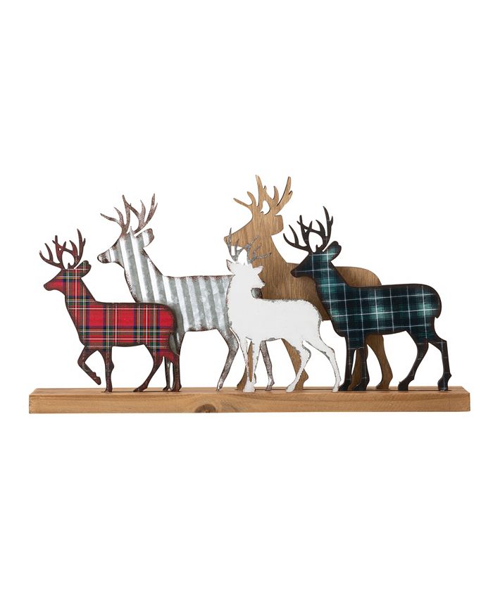 Glitzhome Galvanized Metal, Wooden Reindeer Table Decor, 18" Macy's