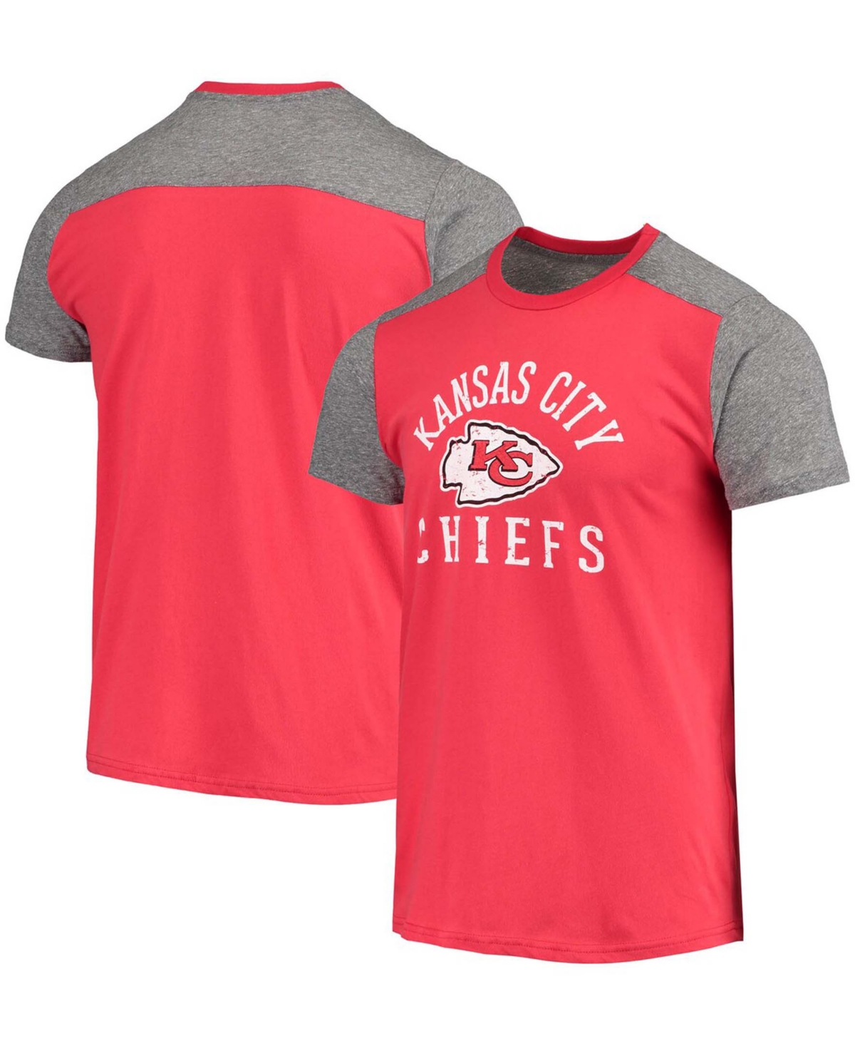 Shop Majestic Men's Red, Gray Kansas City Chiefs Field Goal Slub T-shirt In Red,gray