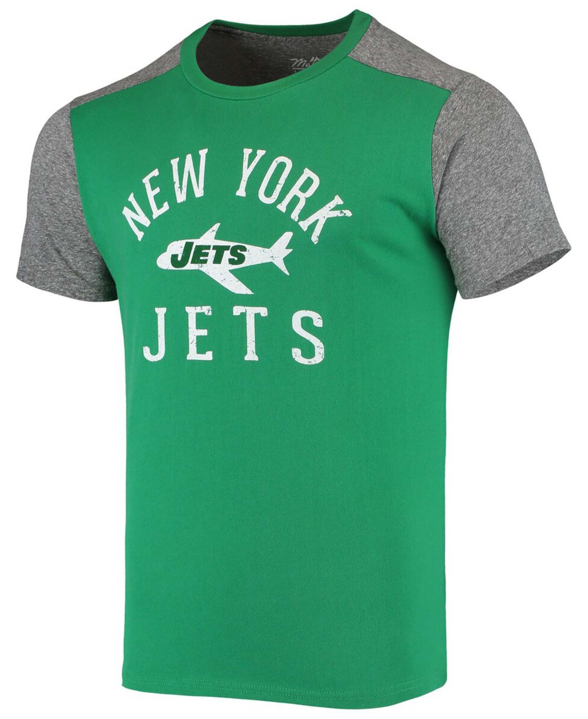 Majestic Men's Kelly Green, Heathered Gray New York Jets Gridiron Classics Field Goal Slub T-shirt In Kelly Green,heathered Gray