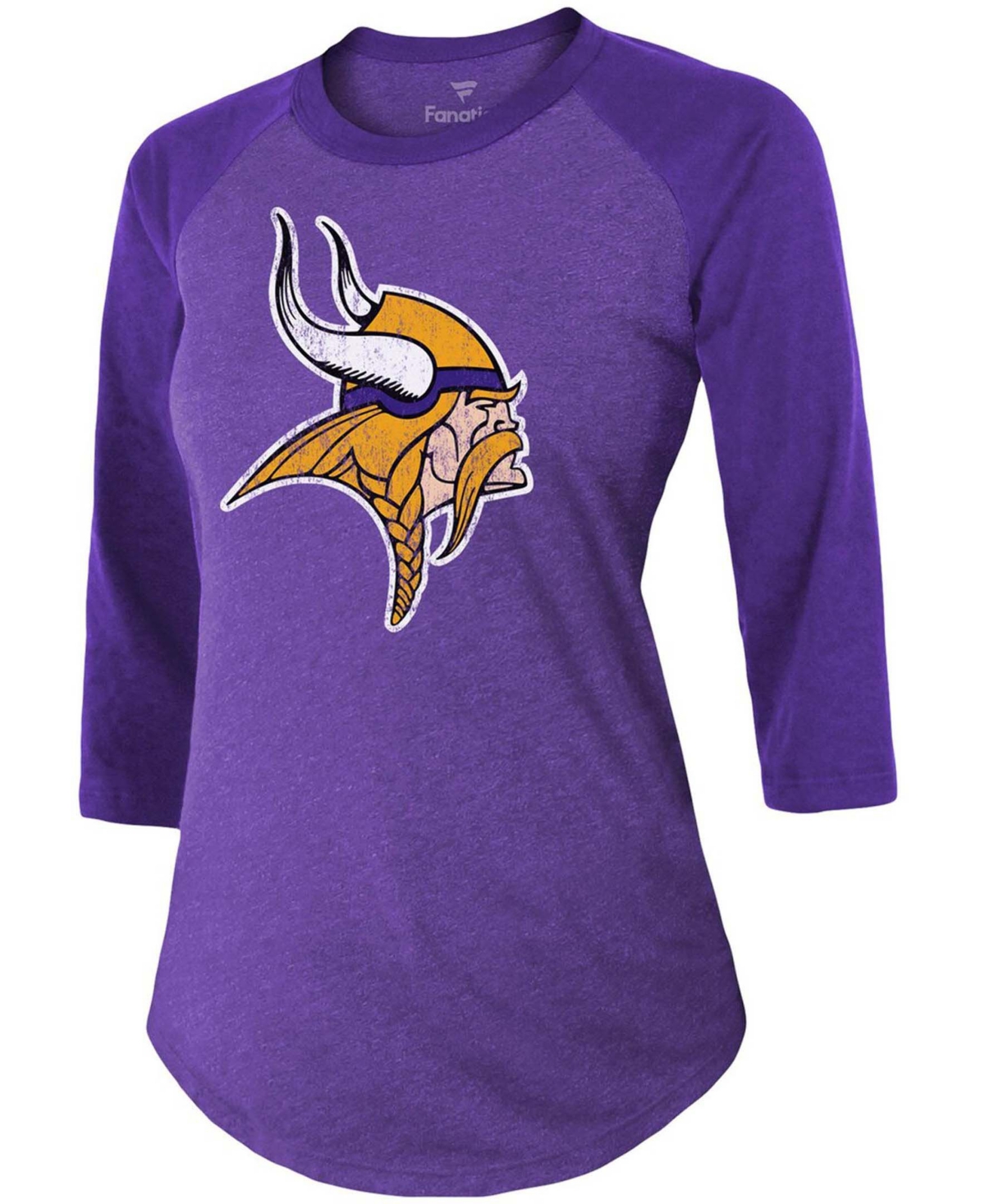 Women's Justin JeffersonMinnesota Vikings Team Player Name Number Tri-Blend Raglan 3/4 Sleeve T-shirt - Purple