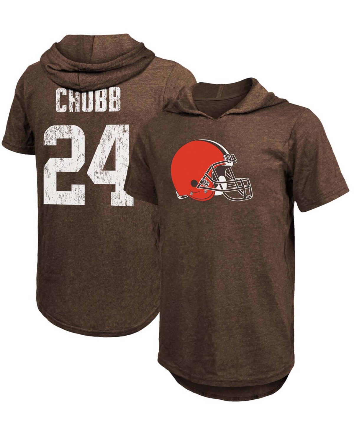 Men's Nick Chubb Brown Cleveland Browns Player Name Number Tri-Blend Hoodie T-shirt - Brown