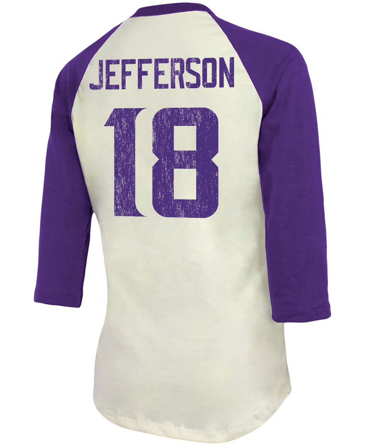 Women's Justin Jefferson Purple Minnesota Vikings Player Raglan Name Number 3/4 Sleeve T-shirt - Purple