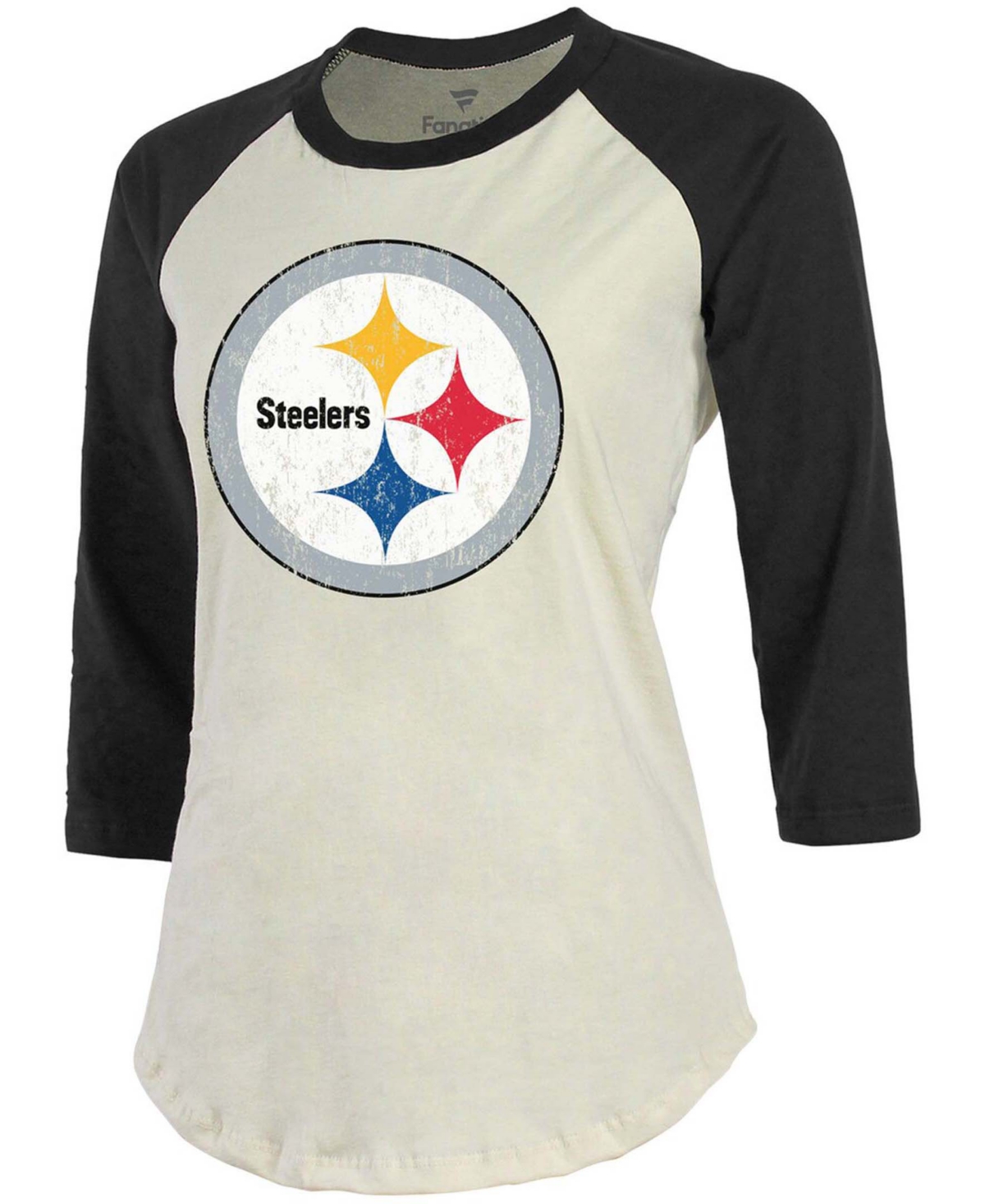 Shop Fanatics Women's Cream, Black Pittsburgh Steelers Player Raglan Name Number 3/4 Sleeve T-shirt In Cream,black