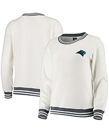 Women's Cream, Charcoal Carolina Panthers Granite Knit Pullover Sweatshirt