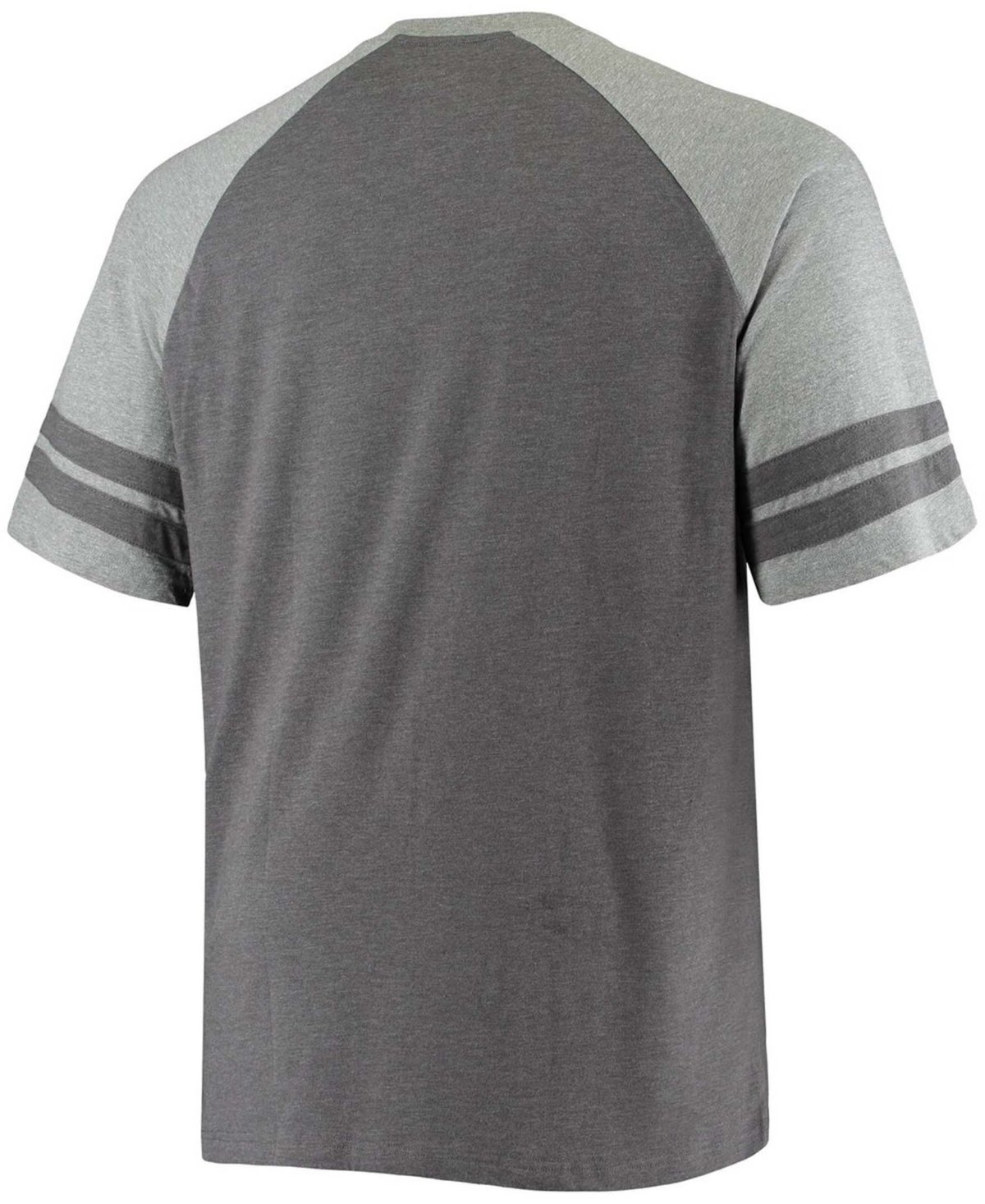 Shop Fanatics Men's Big And Tall Charcoal, Heathered Gray Carolina Panthers Two-stripe Tri-blend Raglan T-shirt In Charcoal,heathered Gray