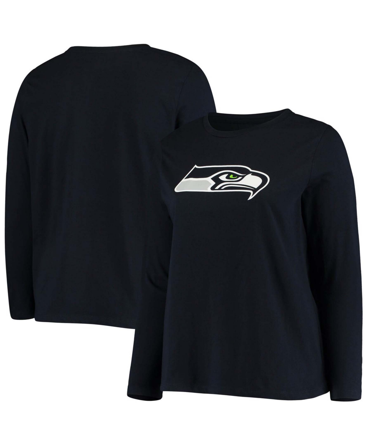 Women's Plus Size College Navy Seattle Seahawks Primary Logo Long Sleeve T-shirt - Navy