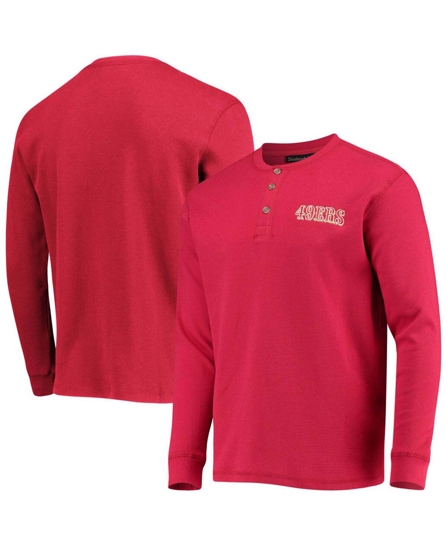 Мужская футболка Dunbrooke Scarlet San Francisco 49Ers Team Maverick Thermal Henley Long Sleeve — фото 1