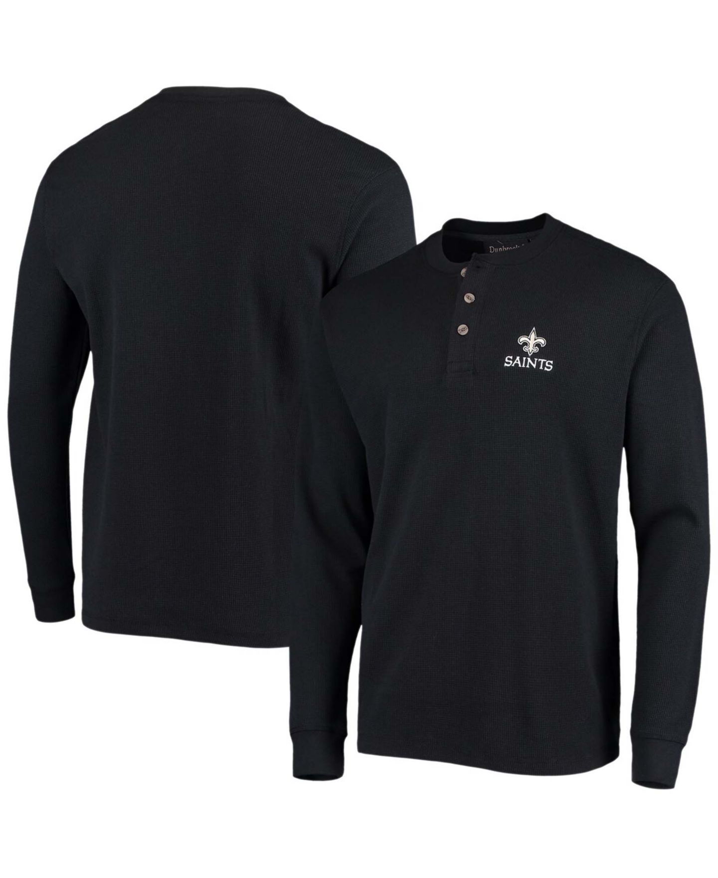 Мужская футболка Dunbrooke Black New Orleans Saints Maverick Thermal Henley Long Sleeve — фото 1
