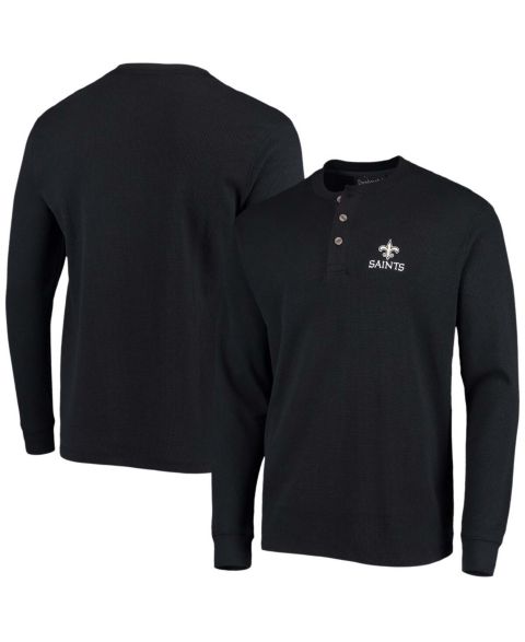 Мужская футболка Dunbrooke Black New Orleans Saints Maverick Thermal Henley Long Sleeve
