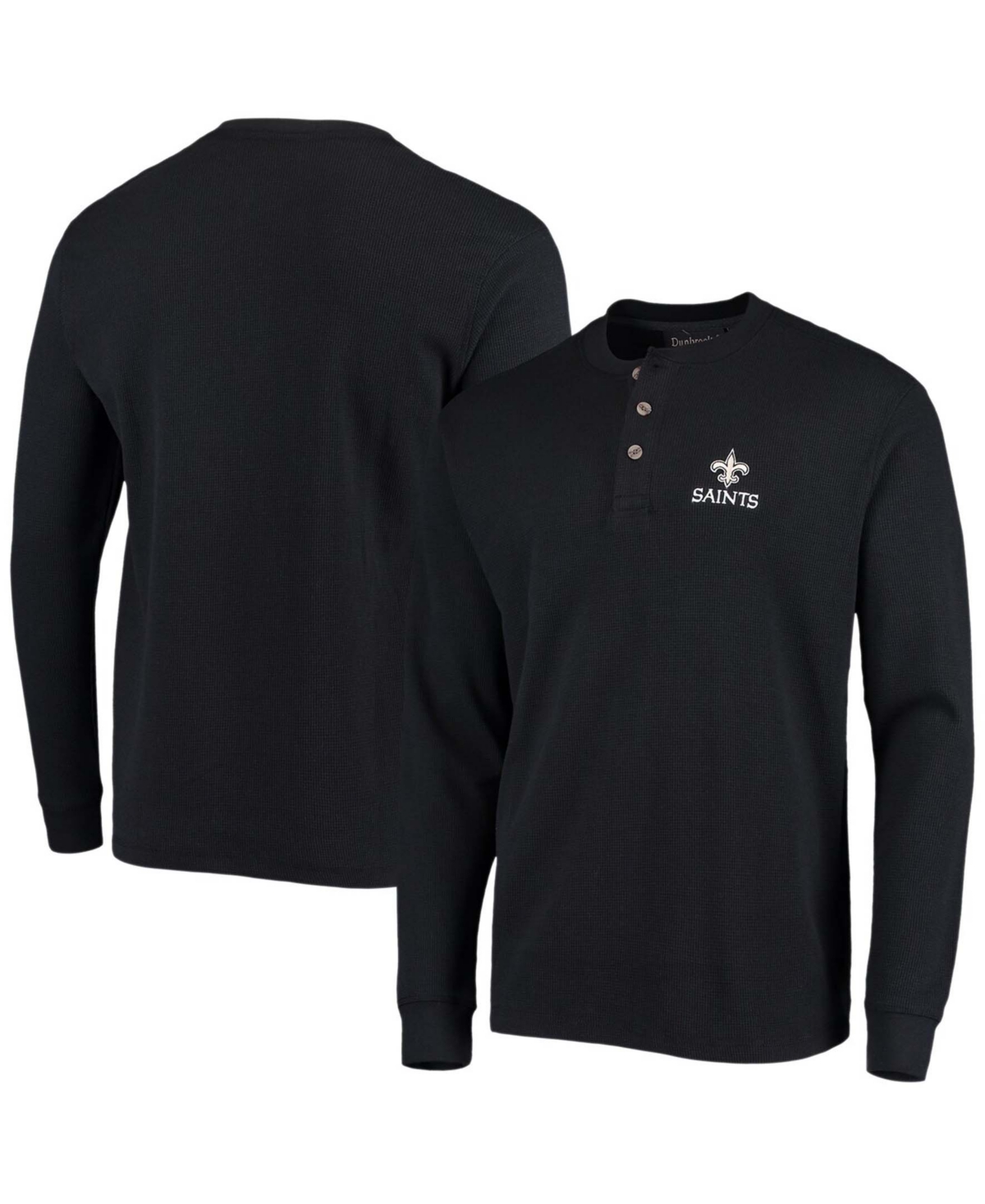 Men's Black New Orleans Saints Maverick Thermal Henley Long Sleeve T-shirt - Black