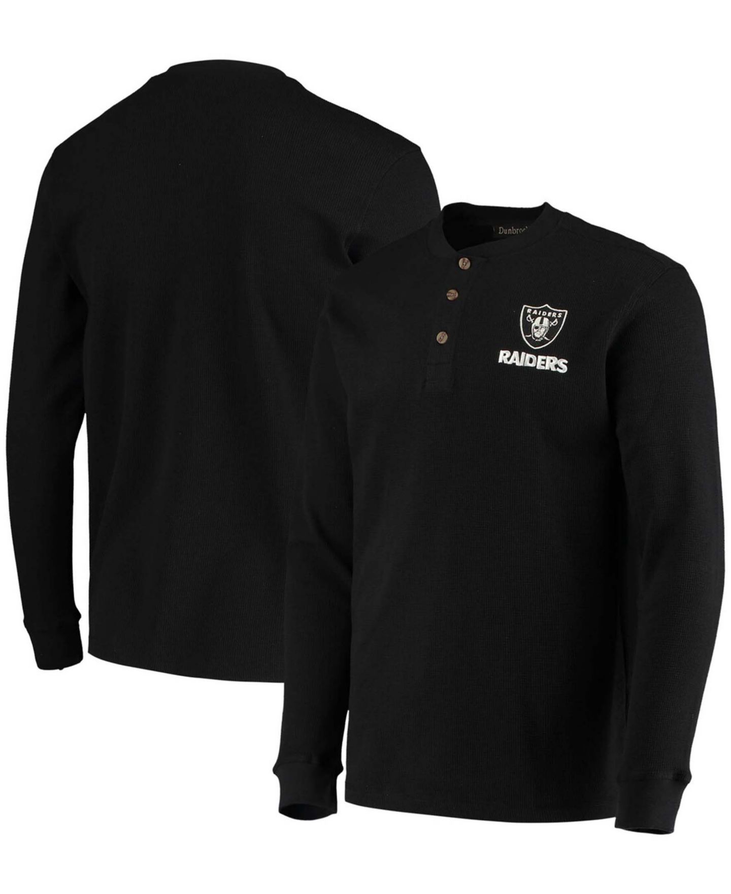Мужская футболка Dunbrooke Black Las Vegas Raiders Logo Maverick Thermal Henley Long Sleeve — фото 1